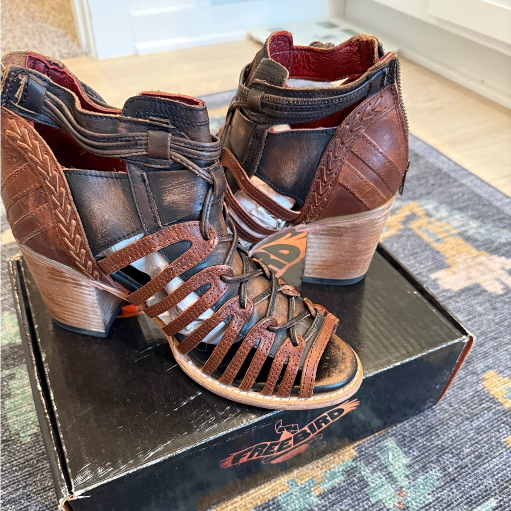 Freebird Brown Heeled Boots Classic Leather Design